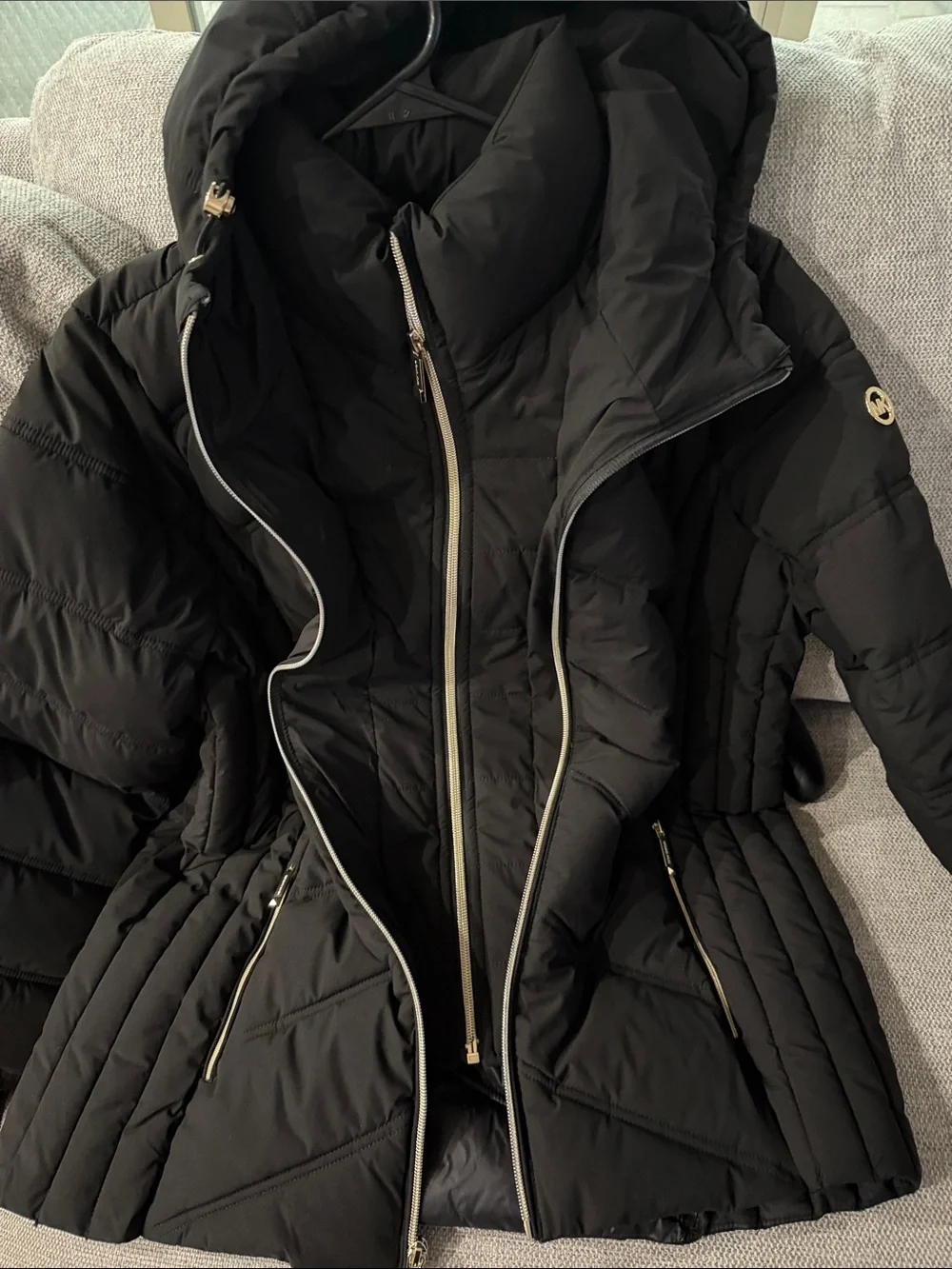 Michael Kors Black Quilted Hooded Puffer Jacket